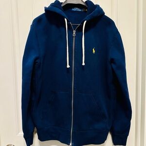 🎯SOLD🎯.    Polo Ralph Lauren Hoodie Mens Large Navy Blue Full Zip Yellow Polo